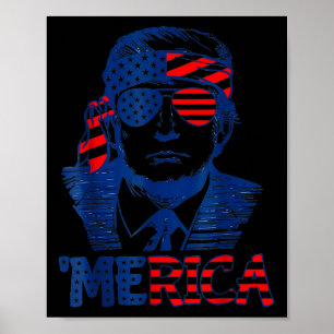 Merica Trump Lycklig 4:e juli Trump American Flagg Poster