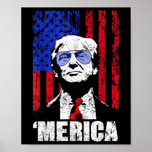 Merica Trump Lycklig 4:e juli Trump American Flagg Poster