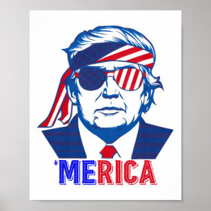 Merica Trump Lycklig 4:e juli Trump American Flagg Poster