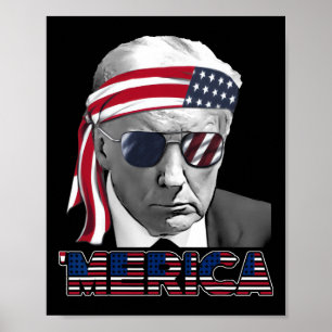Merica Trump Lycklig 4:e juli Trump American Flagg Poster