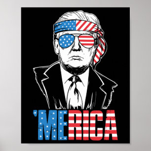 Merica Trump Lycklig 4:e juli Trump American Flagg Poster