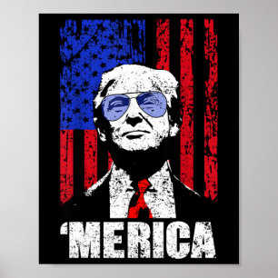 Merica Trump Lycklig 4:e juli Trump American Flagg Poster