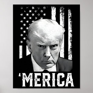 Merica Trump Lycklig 4:e juli Trump American Flagg Poster