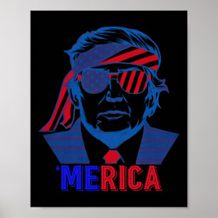 Merica Trump Lycklig 4:e juli Trump American Flagg Poster