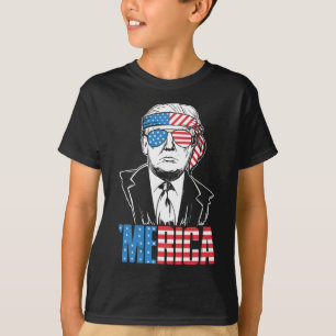 Merica Trump Lycklig 4:e juli Trump American Flagg T Shirt