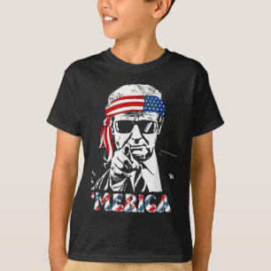 Merica Trump Lycklig 4:e juli Trump American Flagg T Shirt