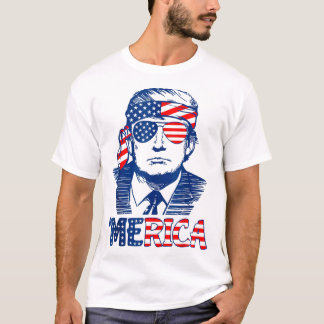 MERICA TRUMP Lycklig 4:e juli Trump American Flagg T Shirt