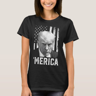 Merica Trump Lycklig 4:e juli Trump American Flagg T Shirt