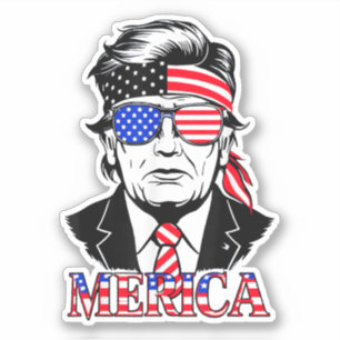 "MERICA TRUMP Lycklig 4:e juli-trumpen Klistermärken