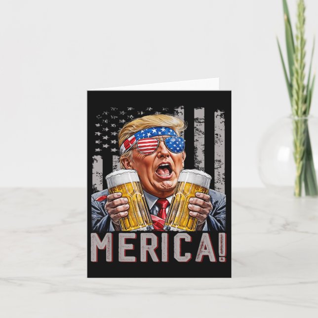 Merica Trump Sungles 4:e juli Funny Beer Drinki Kort (Framsida)