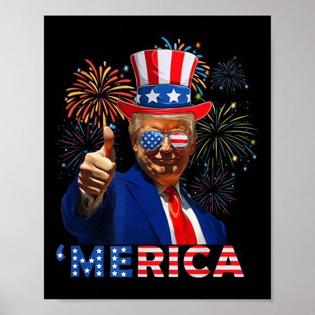 Merica Trump Sungles 4:e juli Funny Beer Drinki Poster (Framsidan)
