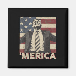 Merica Trump USA American Flagga 4:e juli Patriot Magnet