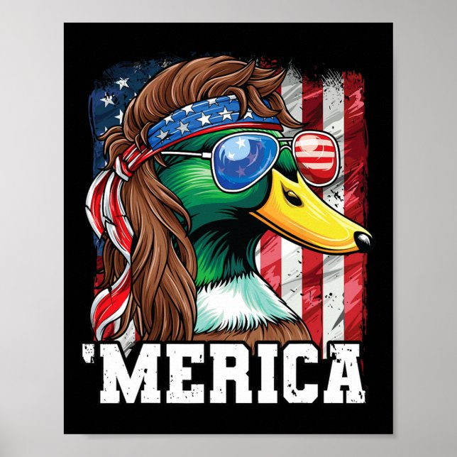 Merica Usa American Flagga Patriotic 4:e juli Duc Poster (Framsidan)