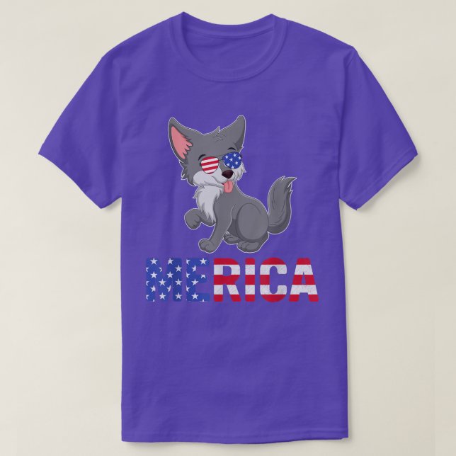 Merica USA flagga Alaska Malamute Hund Sunglass 4t T Shirt (Design framsida)