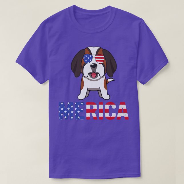 Merica USA flagga Bernard Hund Sunglasses Patrioti T Shirt (Design framsida)