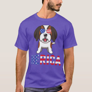 Merica USA flagga Bernard Hund Sunglasses Patrioti T Shirt