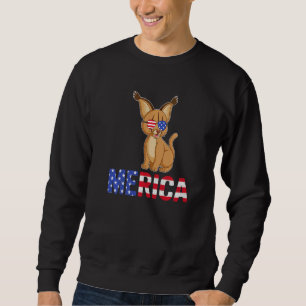 Merica USA flagga Bobcat Sunglasses Patriotic 4th Lång Ärmad Tröja