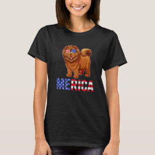 Merica USA flagga Chow Chow Hund Sunglass Patrioti T Shirt
