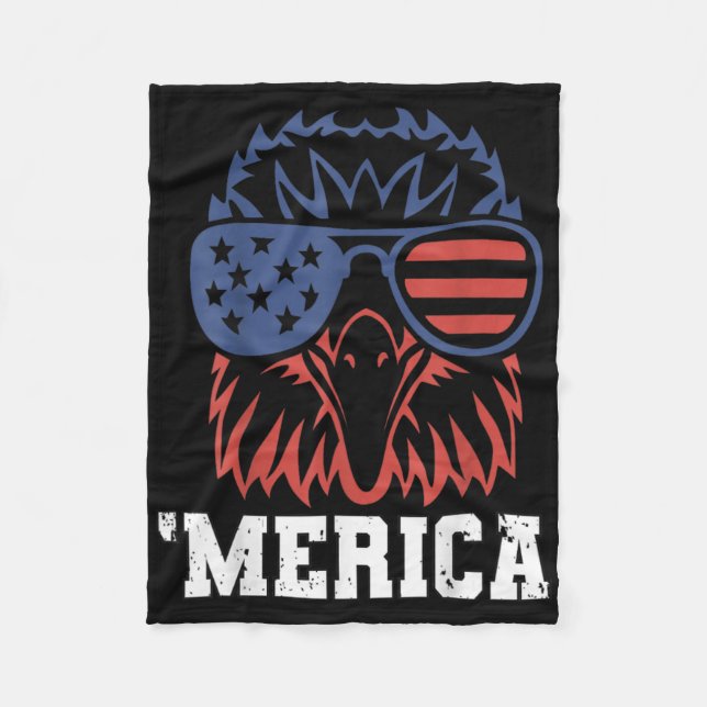 Merica USA flagga Fighter Jet Byld Eagle Patriot 4 Fleecefilt (Framsidan)