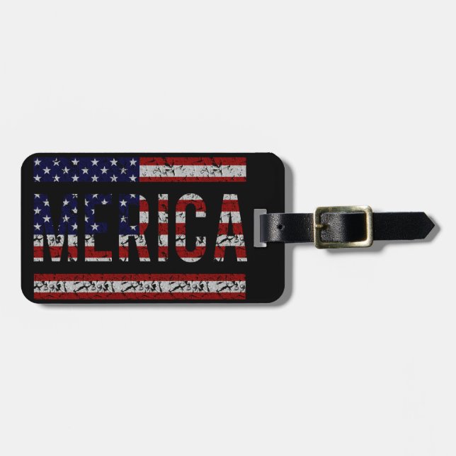 MERICA - USA flagga för amerikanprideSlang Bagagebricka (Horisontell Framsida)