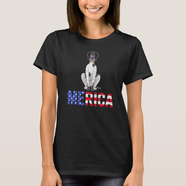 Merica USA flagga German Shorthar Pointer Hund 4 T Shirt (Framsida)