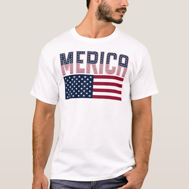 Merica USA flagga Independence day 4 juli T Shirt (Framsida)