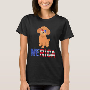 Merica USA flagga Pudel Hund Sunglasses Patriotic T Shirt