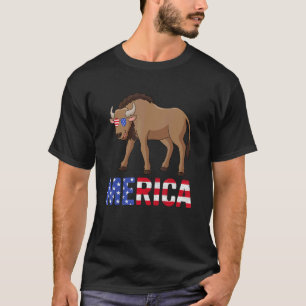 Merica USA flagga Wildebeest Sunglasses Patriotic T Shirt