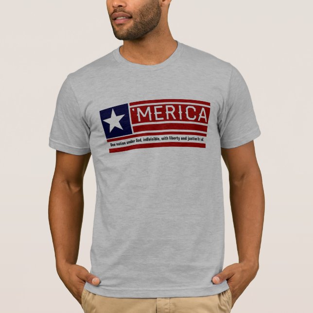 MERICA - USA flaggaShapeCustomizeable text T Shirt (Framsida)