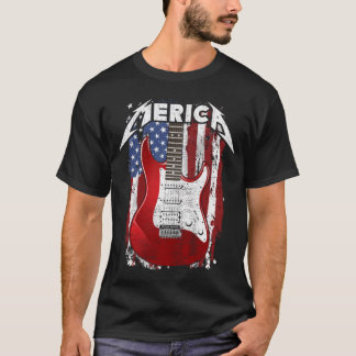 Merica USA Guitar Player American Flagga Guitarist T Shirt