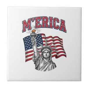 MERICA Vintage Liberty Patriotisk Kakelplatta