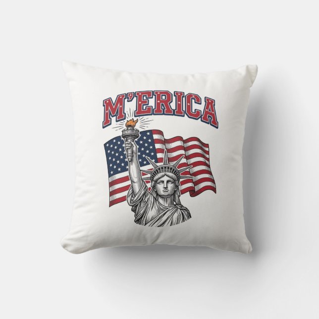 MERICA Vintage Liberty Patriotisk Kudde (Framsida)