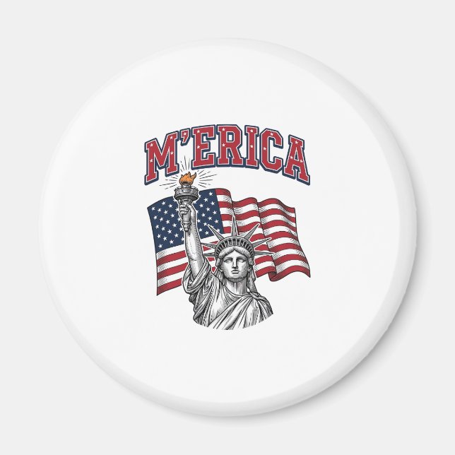 MERICA Vintage Liberty Patriotisk Magnet (Framsidan)