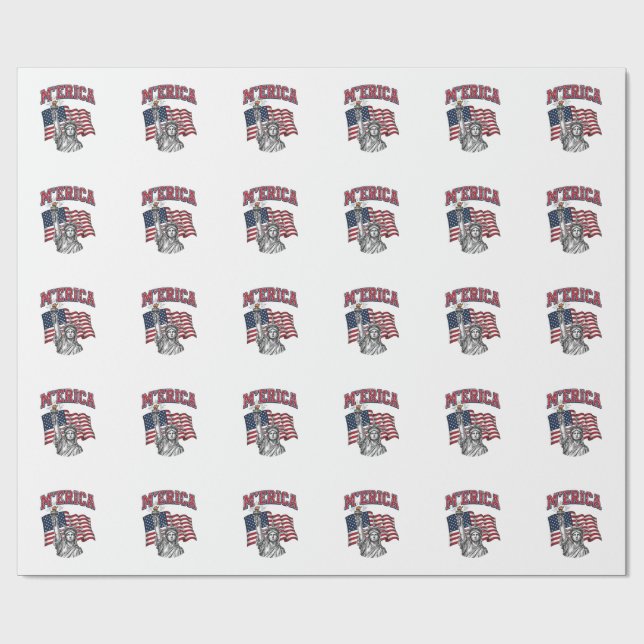 MERICA Vintage Liberty Patriotisk Presentpapper (Platt)