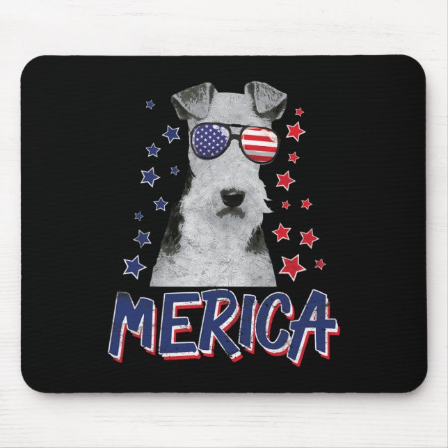 Merica Wire Fox Terrier Hund 4:e juli Usa Gift Musmatta (Framsidan)