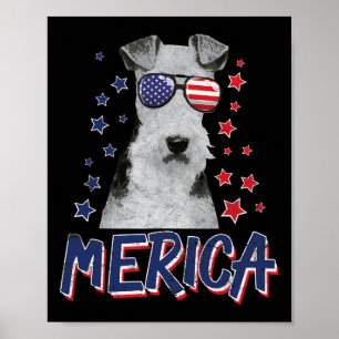 Merica Wire Fox Terrier Hund 4:e juli Usa Gift Poster
