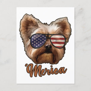 Merica Yorkshire, Hund älskare, Amerika Flagga, Fö Vykort