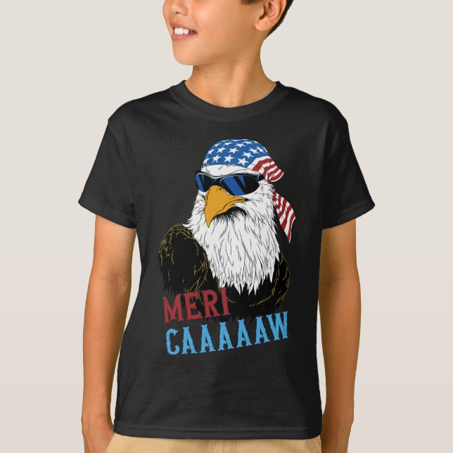 Mericaaaaaw Eagle Mullet 4 juli USA T Shirt (Framsida)