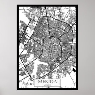 Merida Mexico City Karta Poster