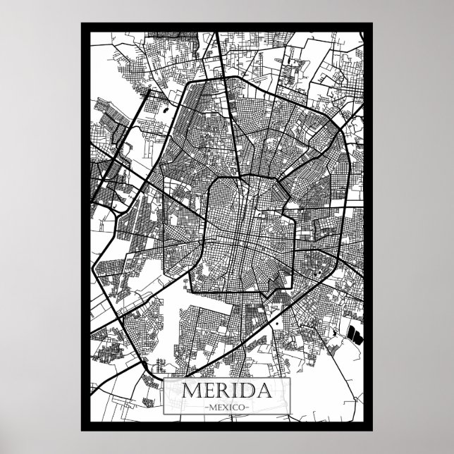 Merida Mexico City Karta Poster (Framsidan)