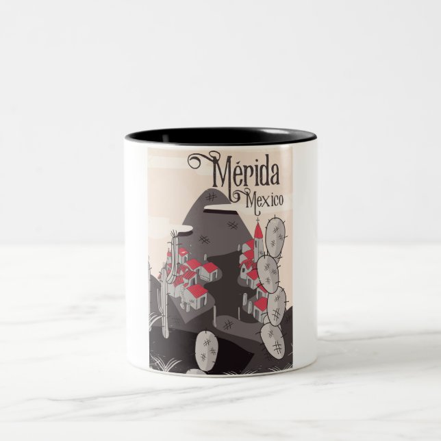 Mérida Mexiko reseaffisch Två-Tonad Mugg (Center)