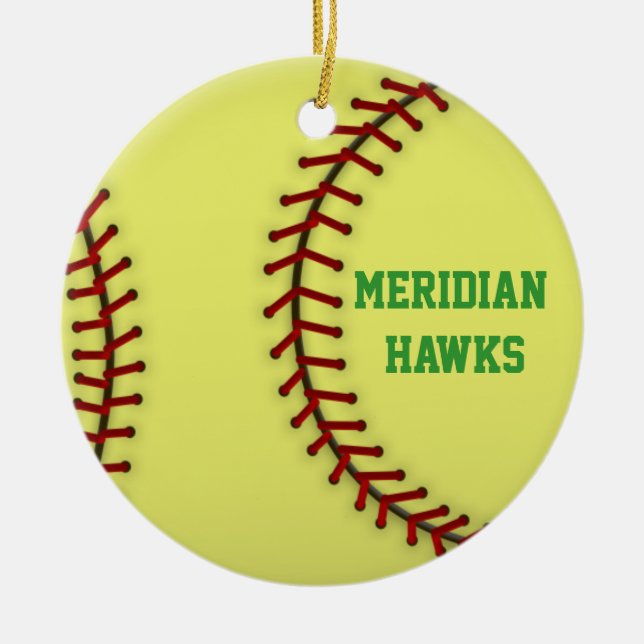 Meridian Hawks Softball Julgransprydnad Keramik (Framsidan)