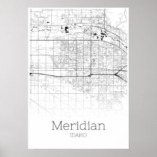 Meridian Karta - Idaho - City Karta Poster