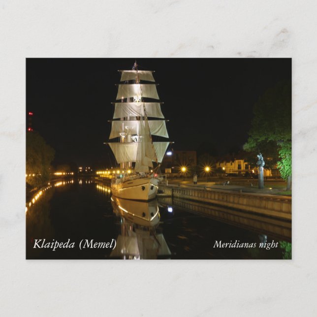 Meridianas night by @LoveKlaipeda (Memel) Postcard Vykort (Framsida)