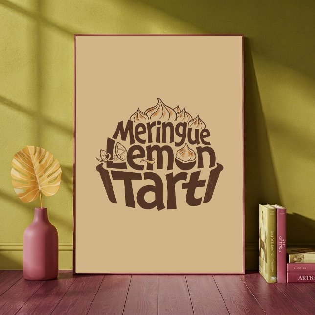 Meringue Lemon Tart Bakar Typografisk Konst Cafe Poster (Skapare uppladdad)