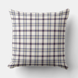 Merino White and Blue Zodiac Plaid Kudde
