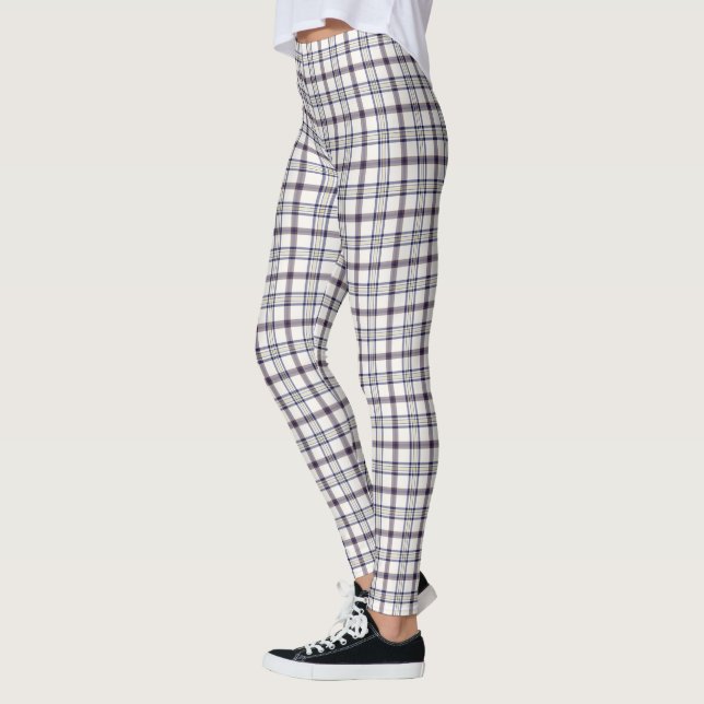 Merino White and Blue Zodiac Plaid Leggings (Vänster)