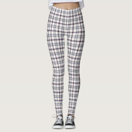 Merino White and Blue Zodiac Plaid Leggings