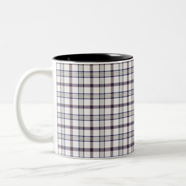 Merino White and Blue Zodiac Plaid Två-Tonad Mugg (Vänster)