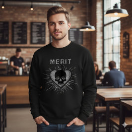 Merit Skull Heart Grunge Grafisk T-Shirt Lång Ärmad Tröja